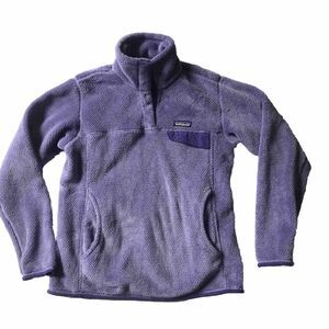 Patagonia Womens Re-Tool Snap-T Fleece Pullover SZ M Purple Sweater Jacket Logo
